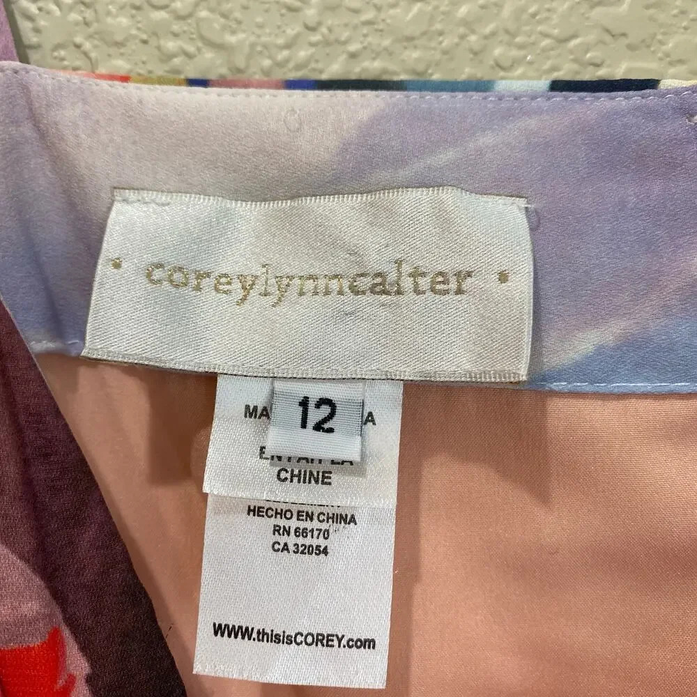 ANTHROPOLOGIE Corey Lynn Calter Daybreak Midi Dress Size 12 Watercolor Print - Picture 7 of 10